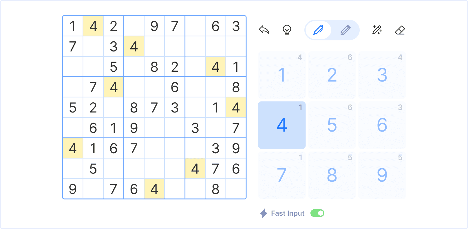 Ilustración de la técnica del número único oculto en sudoku